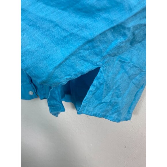 Charter Club Womens Blue Linen Button Up Shirt Size 10 Long Sleeves Lightweight - Picture 10 of 14